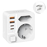 THUNIX Reiseadapter Australien Deutschland, Typ I Adapter mit 4 USB (2 Typ-C), Reisestecker 2 Fach Neuseeland Steckeradapter Wand Ladegerät für Neuseeland Australien China Argentinien