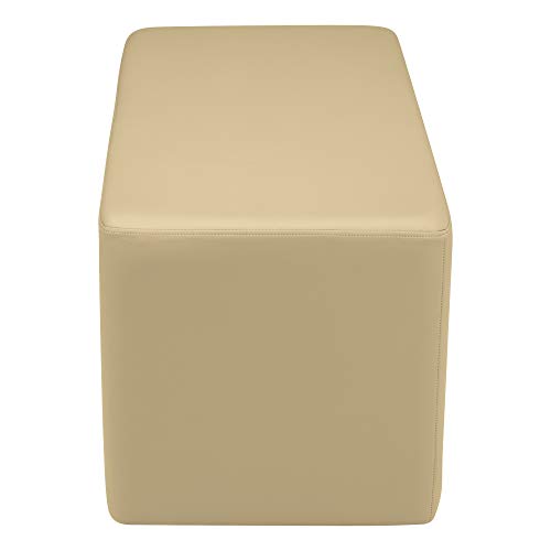 Image of Sprogs 18 inch H Structured Rectangle Stool -Flexible Modular Collaborative Soft Seating for Office, Home, Lounge and School Classrooms with Durable Frame & Set of 2 inch Legs Add-on - Sand