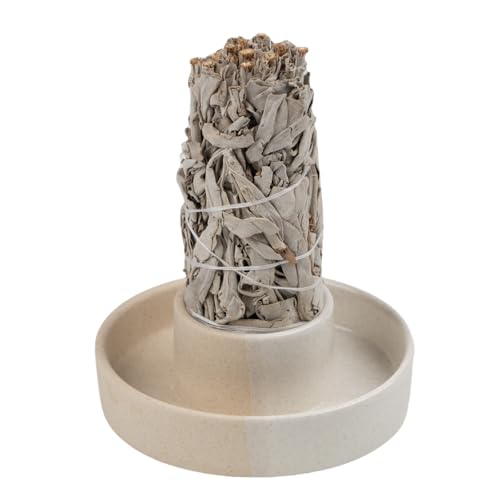 Sage Holder Sage Burner Smudge Bowl Palo Santo Holder Incense Holder Incense Holder Bundle Sage Holder for White Sage Bundle and Palo Santo (Sage Not Included) (White)