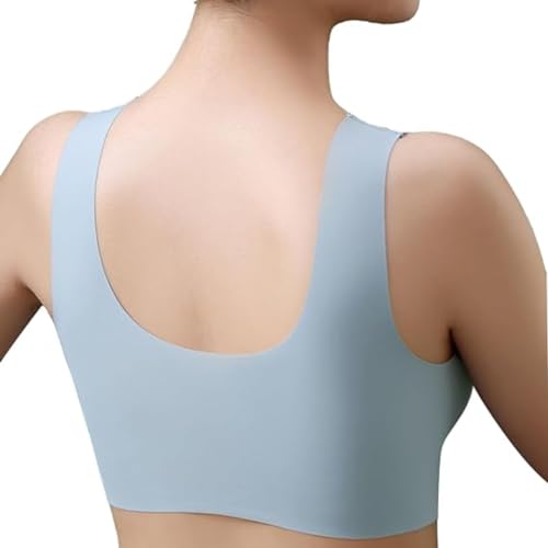 Image of GLAMORAS Women Nylon Spandex Seamless Mesh Lace Bras for Women Wirefree Comfortable Padded Lift Push Up Thin Soft Sexy Back Smoothing Bra Pullover Bras. Size: L-3XL