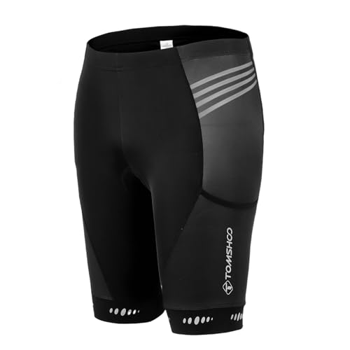 TOMSHOO Pantalones de ciclismo acolchados, pantalones cortos de ciclismo con acolchado, bolsillos laterales y traseros, transpirables y de secado rápido, resistentes a los golpes, pantalones cortos de