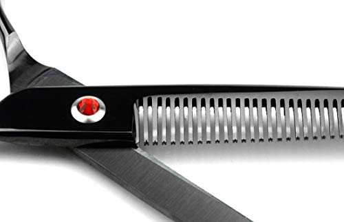 Image of Professional PET Grooming scissors Kit,Coated Titanium,Sharp and Strong Stainless Steel Blade for Dogs Cats Hair Cutting,3 Pieces of Scissors with a Comb and a Case (8.0 inches, Black)