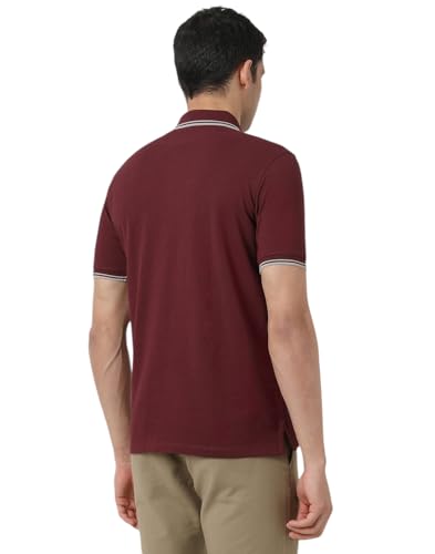 Image of Peter England Men Maroon Solid Polo Neck T-Shirt