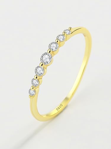 1pc Sterling Silver Rainbow Zircon Ring For Women Sterling Silver Fine ladies jewellery Gift Daily Wear Small Row Stacking Rings4