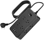 Protecteur de surpression de barre de puissance 10 C'est parti. Lylilidy Cord d'Exetnsion Flat Plug avec 8 Sorties 4 USB Ports(2 USB C), Wall Mount for Home Office College Dorm Room Essentials (Noir)