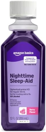 Amazon Basics Night Time Sleep-Aid Liquid for Adults, Diphenhydra...