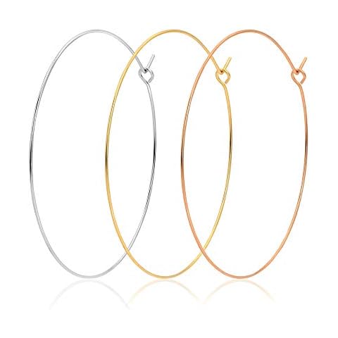 Extra Large Hoop Earrings 70mm Lightweight Stainless Steel Big Round Thin Hoop Earrings Set for Women Gold/Rose Gold/Silver Plated, 3 Colors Pack Cover
