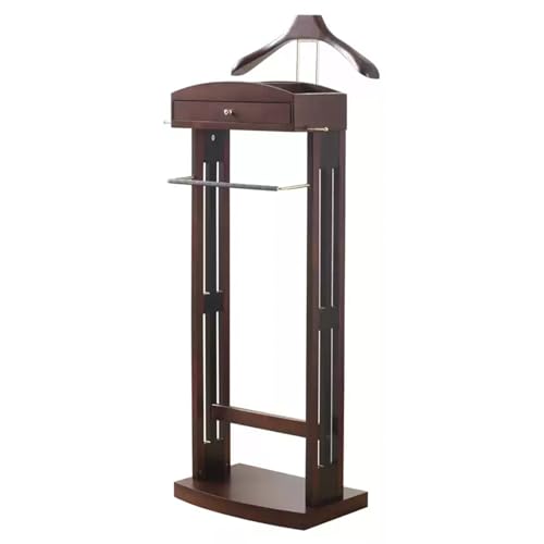 Elegante valet de madera de nogal, multifuncional, con ganchos para atar cajones y almacenamiento, perfecto para casa, oficina, hotel y clubes de lujo