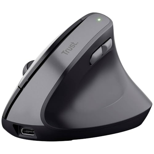 Raton Optico Wireless ERGONOMICO Vertical Bayo II Negro Trust