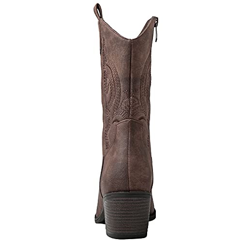 Image of GLOBALWIN Women's Mid Calf The Western Cowgirl Boots Fashion Cowboy Boots For Women Chunky Low Heel