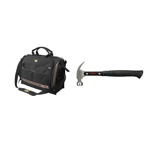 Custom Leathercraft1539 50-Pocket Tool Bag with Hultafors TC 16 XL Claw Hammer Bundle