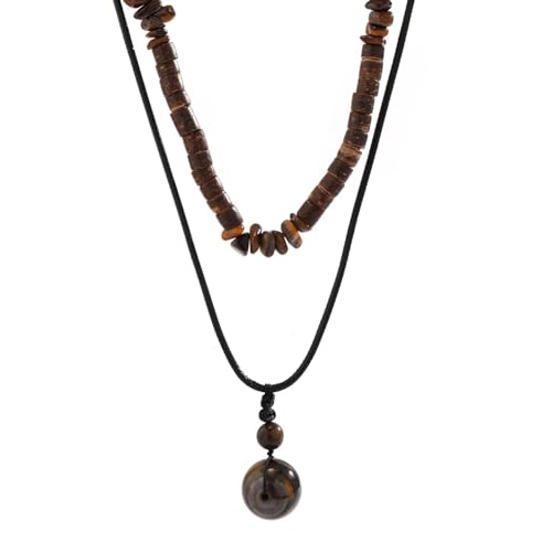 Pendentif en pierre véritable et chaîne de créateur pour une élégance rétro durable