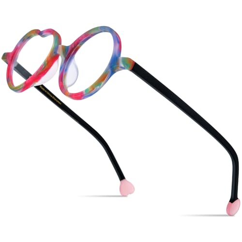 Image of HEPIDEM Multicolor Acetate Glasses Frame Men Women Round Eyeglasses Optical Spectacles 9377