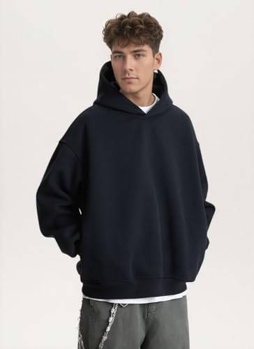 Casual Hoodie For Men Oversized Heavyweight Sweatshirt Vintage Long Sleeve Pullover Streetwear Hoodies3