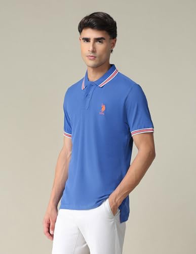 Image of U.S. Polo ASSN. Solid Slim Fit Polo T Shirts for Men - 100% Cotton, Half Sleeves Mens Tshirt