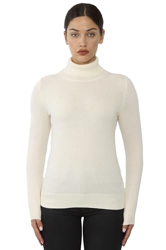 Image of JENNIE LIU Women's 100% Pure Cashmere Long Sleeve Pullover Turtleneck Sweater
