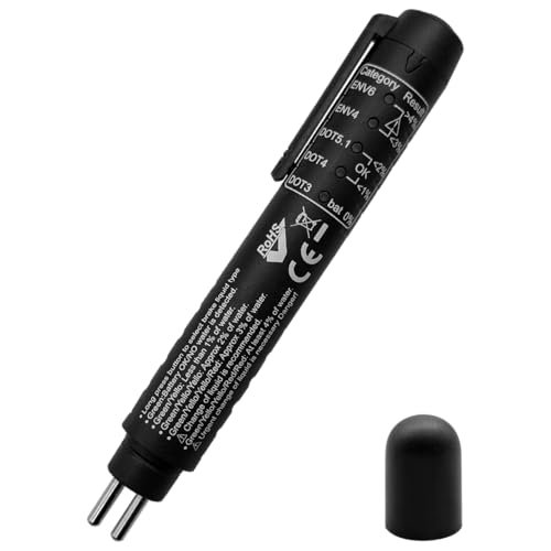 ZKTOOL Version Am&eacute;lior&eacute;e du Stylo Testeur Liquide de Frein Automobile, Detecteur 5 en 1, Peut Test DOT3 DOT4 DOT5 ENV6 ENV4, 5 Indicateurs LED, Universel Liquide de Frein de D&eacute;tection d'huile Pen