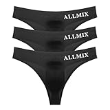 Lot de 3 strings sexy en soie glacée pour homme, respirants, séchage rapide, sans couture, dos en T pour le sport et les loisirs, Noir (3 noirs), M