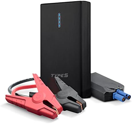 Type S Portable Car Jump Starter – UL Certified 12V Battery Booster with 8000mAh Power Bank, Dual USB, LED Flashlight, Smart Safety Cables – Compact Emergency Car Starter for New Drivers & Families