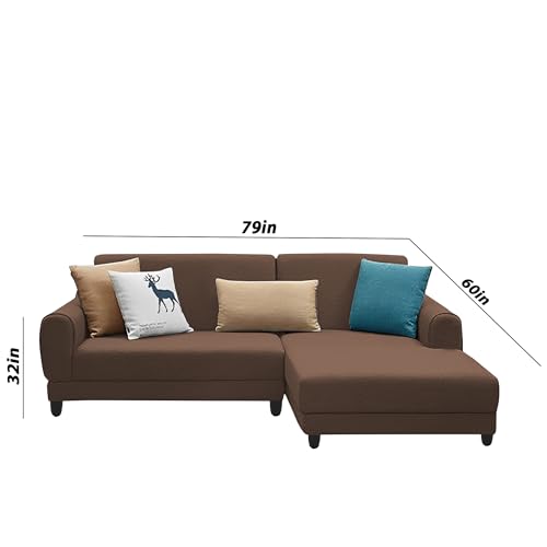 Image of Kraven RHS 4 Seater L Shape Sofa Set for Living Room (Brown Fabric) Premium Fabric Sofa