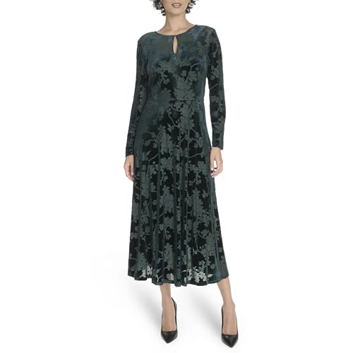 Tommy Hilfiger Women's Long Sleeves Keyhole Neck Midi Dress