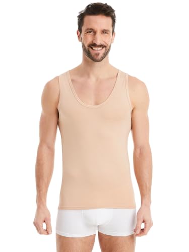 FINN Business Unterhemd Herren Ärmelloses Tank-Top - Unterziehshirt Männer aus original Lenzing Modal Stoff - Das perfekte Achsel-Shirt unter Hemd und Anzug Hautfarbe Nude L