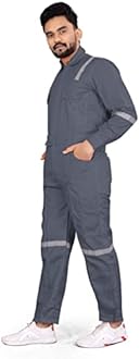 AREEVANZ Men's Cotton Industrial Work WEAR Industrial Coverall Boiler Suit with Reflective Tape