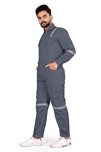 AREEVANZ Men's Cotton Industrial Work WEAR Industrial Coverall Boiler Suit with Reflective Tape
