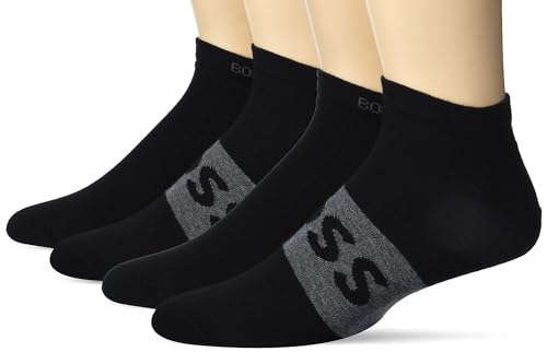 Hugo Boss mens 2 Pack Big Logo Ankle Socks Black 7-13 One Size