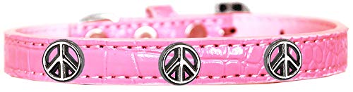 Mirage Pet Products Peace Sign Widget Croc Dog Collar Light Pink Size 16