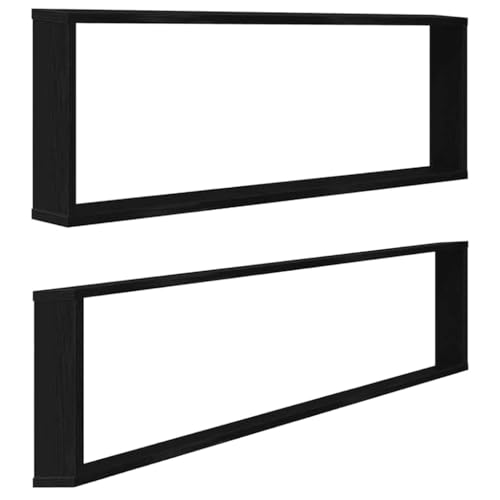 Étagères murales cube 2 pcs chêne noir 100x15x30 cm bois