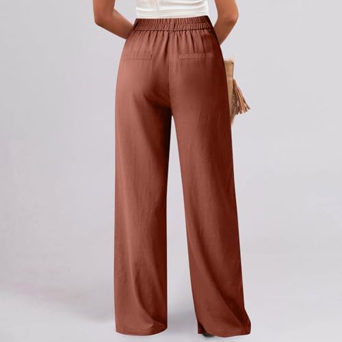 Trousers Pants for Women High Waist Button Trim Straight Leg Pant with Pockets Business Casual Office Work Trousers 5