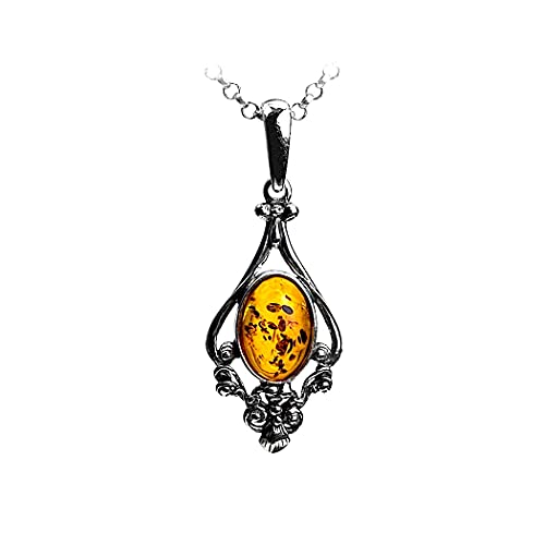 Ian and Valeri Co. Honey Amber Sterling Silver Pendant Necklace 18 Inches