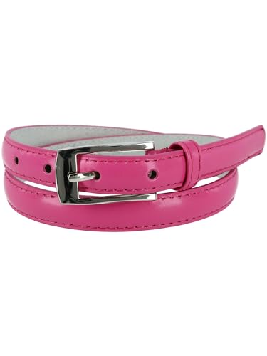 CTM Women's Skinny 3/4 Inch Leather Dress Belt3