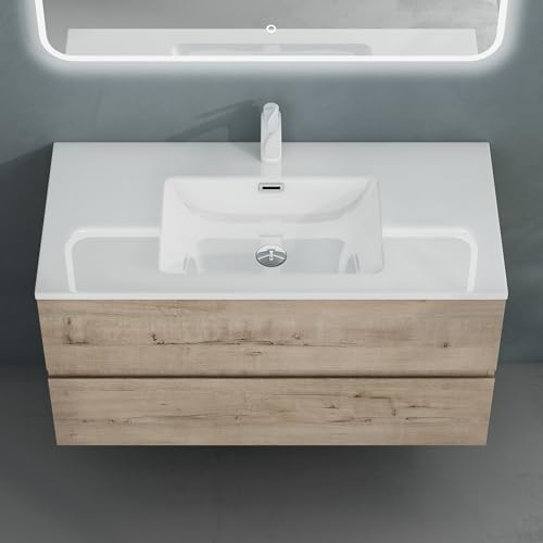 Meuble SDB suspendu Aqualis 100cm 2 tiroirs doporro