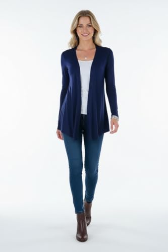 Image of ToBeInStyle Womens Open Front Long Sleeve Lightweight Asymmetrical Draped Cardigan with Side Pockets