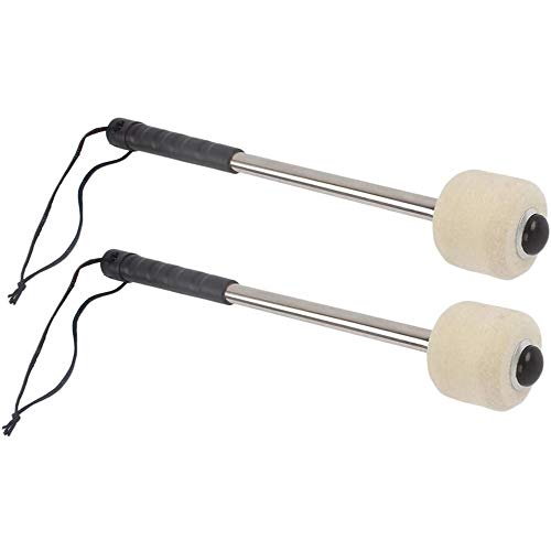 POFET 2 mazos de tambor de bajo con cabeza de fieltro de lana accesorio de percusión