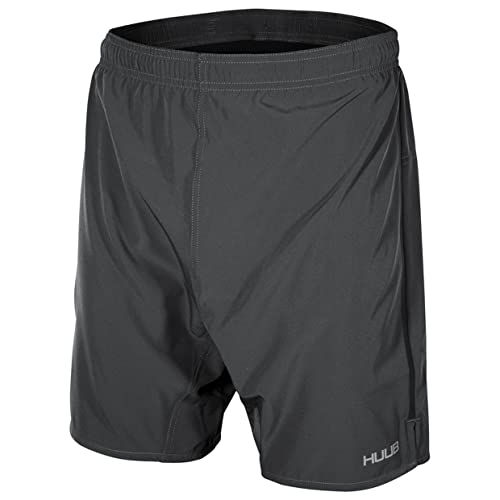Huub Pantalones cortos de entrenamiento 2 en 1 para hombre, color negro