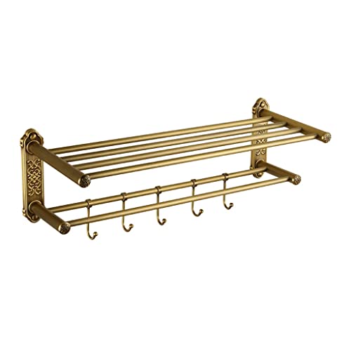 Porte-serviettes de salle de bain tout en cuivre mural double barre