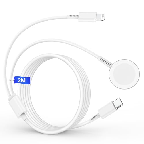 Cavo di ricarica 2 in 1 per Apple Watch e iPhone, cavo di ricarica rapida USB C iWatch 2 m, tipo C, per Apple Watch Series 9/8/7/6/SE/5/4/3/Ultra/iPhone 15 Pro Max/14 Plus/13/12/11/XR