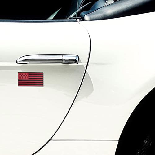 Image of 1Pc American Flag Sticker Decal 3.35 inch Metal Flag Car Stickers Emblem Bumper Stickers Logo for Vehicle Car Fender Side Tailgate USA US Flags Decals for Trucks Motorcycle 3D Badge (Black red)