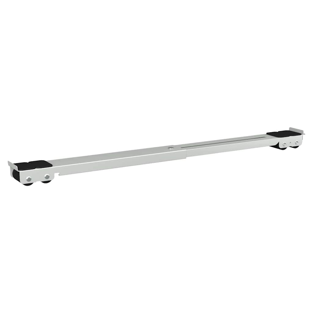 Waschmaschinensockel 2 pcs Silber Edelstahl 72 x 5 x 4,5 cm verstellbar mit Rädern, stabiler Untergestell Sockel für Waschmaschine Trockner Zubehör, ideal für Waschküche und Lärmschutz