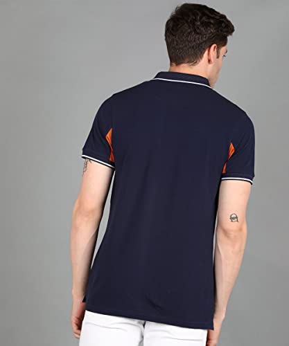 Image of Urbano Fashion Men's Colour-Block Slim Fit Half Sleeve Cotton Polo T-Shirt