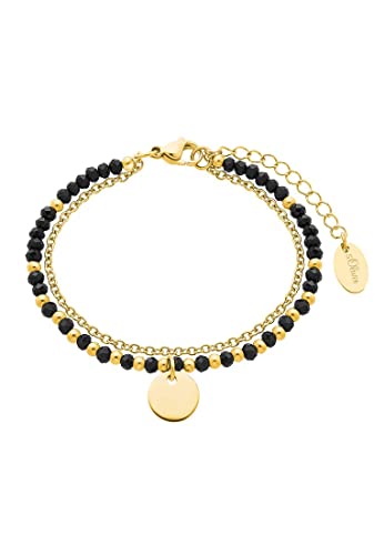s.Oliver Armband Edelstahl Damen Armschmuck, mit Glas, 16+4 cm, Schwarz,...