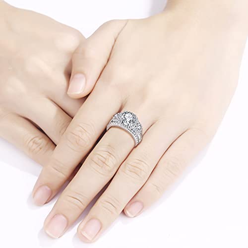 Starchenie Engagement Wedding Ring Set For Women 925 Sterling Silver Round White AAA Cz Size 5-102