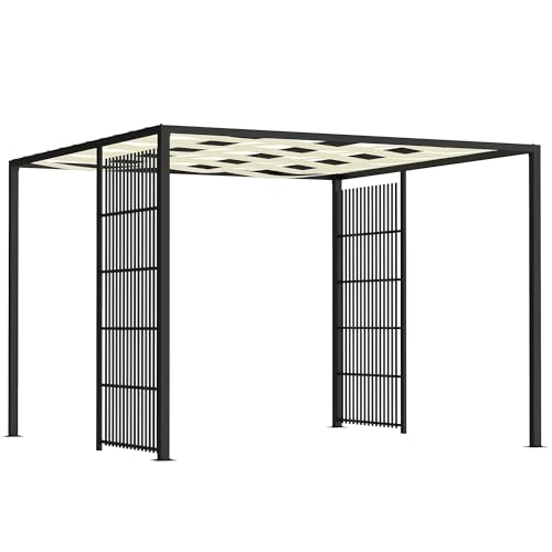 Outsunny Gazebo Pergola 3x3m con Schermi Laterali per Privacy e