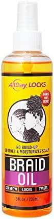 AllDay Locks Braid Oil | Soothes, Moisturizes Dry & Itchy Scalp | Nourishing, Soothing, Protecting Oil | Rejuvenates & Refreshes Braids, Locks, Twists, Cornrows | 8 oz