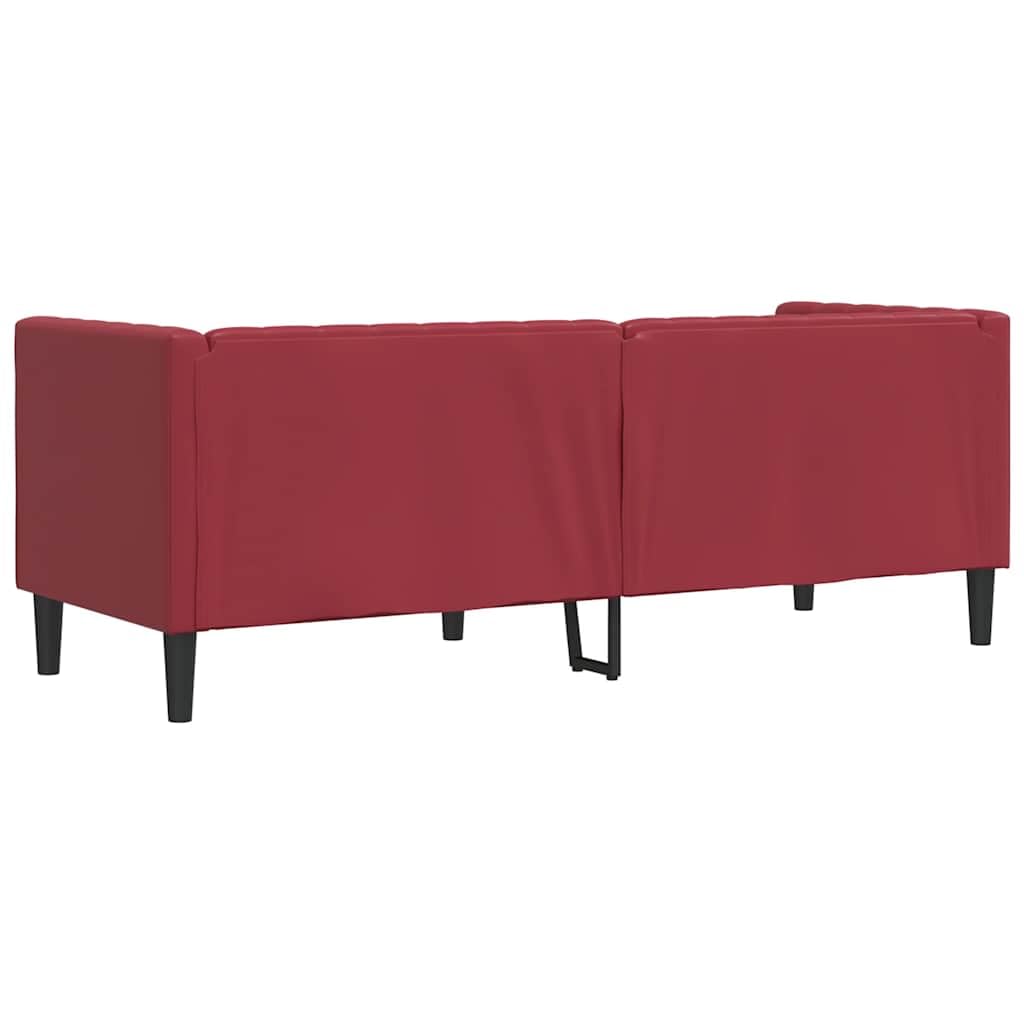 Canape Chesterfield 3 Posti Similpelle Bordeaux | Schienale E Braccioli Tufti, Imbottitura Comoda, Piedi Robusti, Manutenzione Facile
