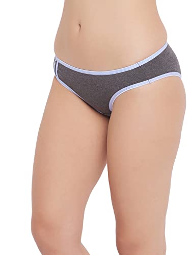 Image of Clovia Women's Cotton Low Waist Bikini Panty in Grey
