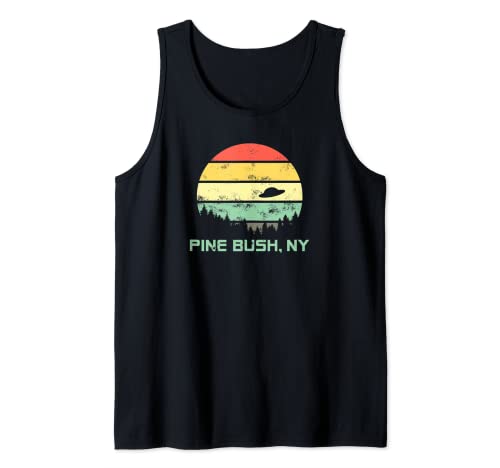 Retro Pine Bush, NY Alien Distressed T Shirt Tank Top